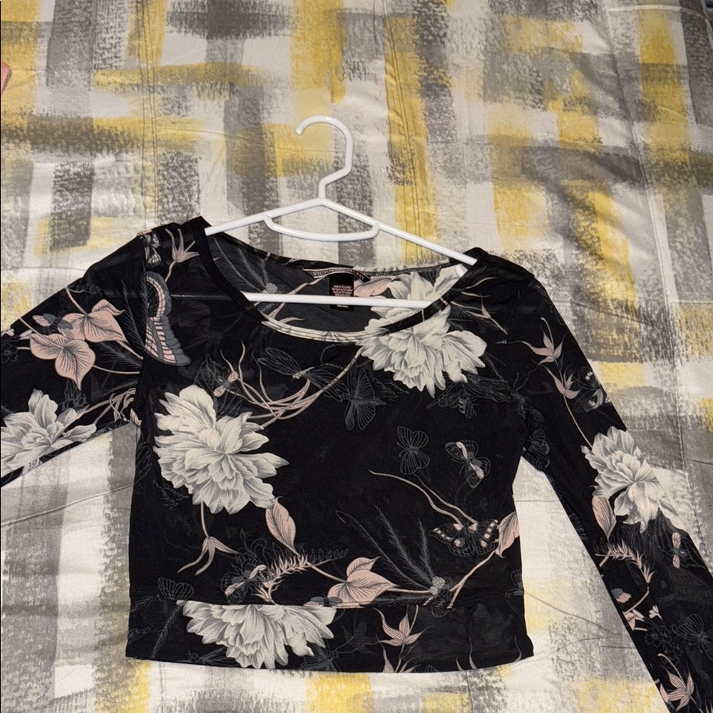 Victoria's Secret Black Floral Crop Top